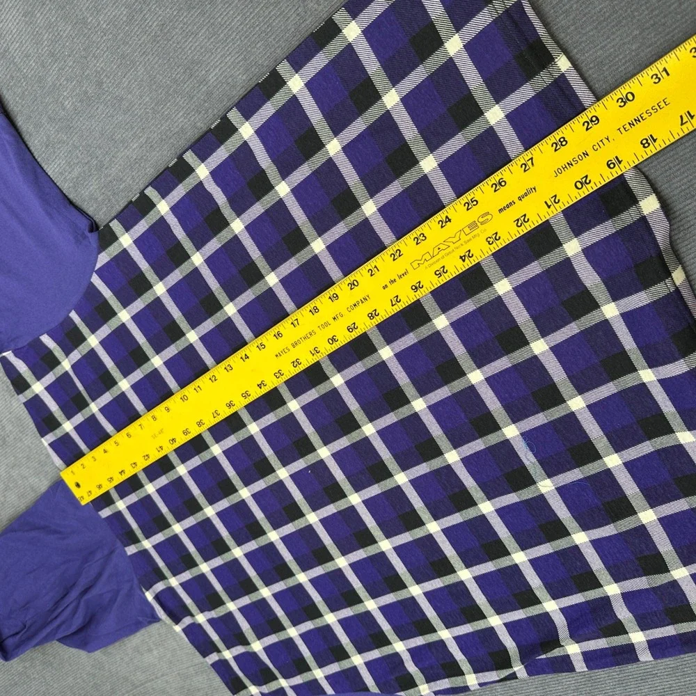 Vintage Hooded 90s Surf Shirt Purple Plaid Short Sleeve Pullover Checkered Y2K